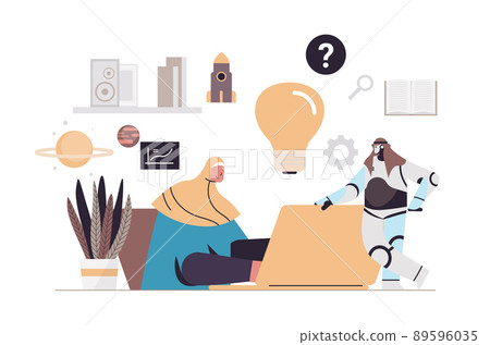 businesswoman working on laptop with light bulb creative idea brainstorming startup business solution artificial intelligence 89596035