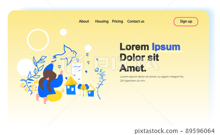 little girl in blue yellow clothes pray for Ukraine peace save Ukraine from russia stop war template 89596064