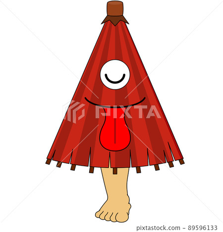 Illustration of a ghost with a Kara umbrella that closes his eyes Illustration of a ghost with a Kara umbrella that closes his eyes 89596133