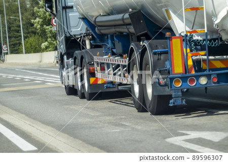 special car driving on highway special car driving on highway 89596307