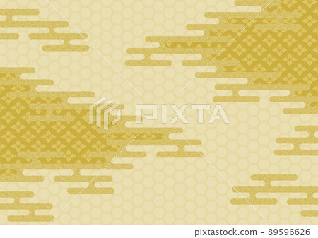Japanese pattern illustration: E Kasumi Qinghai wave Hanabishi turtle shell 89596626