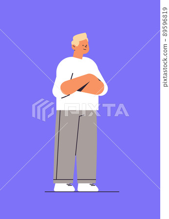 man in casual clothes cute guy standing pose male cartoon character full length vertical man in casual clothes cute guy standing pose male cartoon character full length vertical 89596819