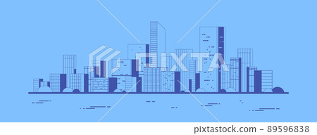 modern city view skyscraper cityscape background urban life thin line style 89596838