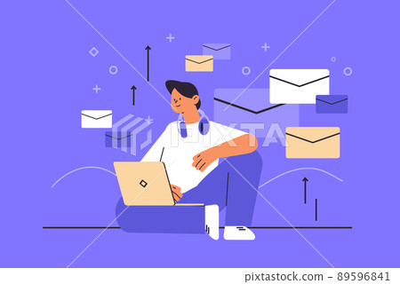 businessman reading or writing letters on laptop man communicating on computer email messaging mail concept 89596841
