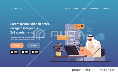 arab web developer creating program code on...-插圖素材 [89597332] - PIXTA圖庫