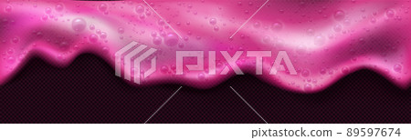 Pink soap foam, detergent or shampoo suds 89597674