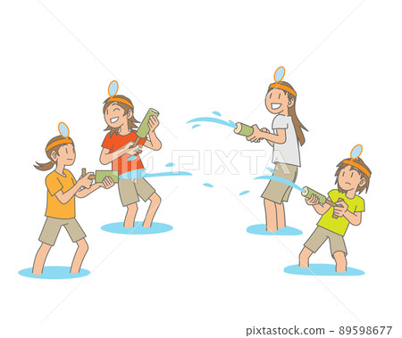 Children playing with a water gun Children playing with a water gun 89598677