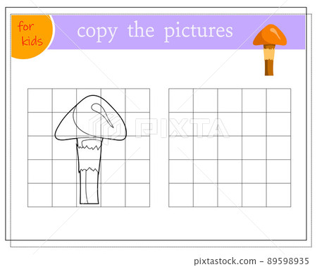 Copy the picture, educational games for children, cartoon mushroom. vector 89598935