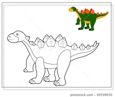 Coloring book for kids, dinosaur. Vector isolated on a white background. Coloring book for kids, dinosaur. Vector isolated on a white background. 89599050