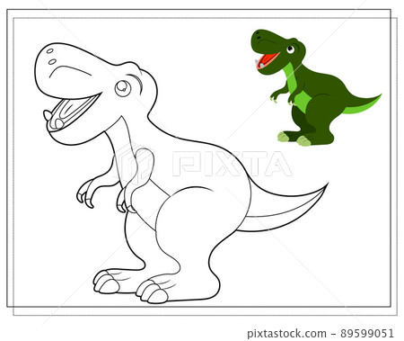 Coloring book for kids, dinosaur baby tyrannosaurus. Vector 89599051
