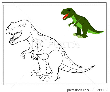 Coloring book for kids, dinosaur Tyrannosaurus. Vector Coloring book for kids, dinosaur Tyrannosaurus. Vector 89599052