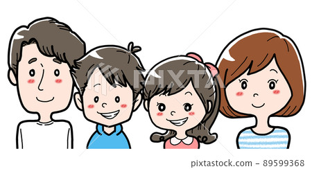 Illustration of the upper body of a family of four Illustration of the upper body of a family of four 89599368