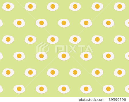 Illustration material of simple cute fried egg pattern ④ Egg dish yellowish green 89599596