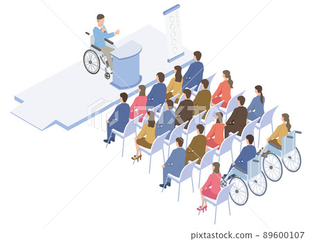 一個坐在輪椅上參加商業研討會的人 89600107