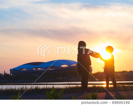 Niigata City Denka Big Swan Stadium and Sunset Niigata City Denka Big Swan Stadium and Sunset 89600198