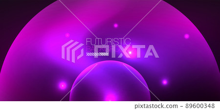 Abstract background with neon glowing light effects. Round shapes, triangles and circles. Wallpaper for concept of AI technology, blockchain, communication, 5G, science, business and technology Abstract background with neon glowing light effects. Round shapes, triangles and circles. Wallpaper for concept of AI technology, blockchain, communication, 5G, science, business and technology 89600348