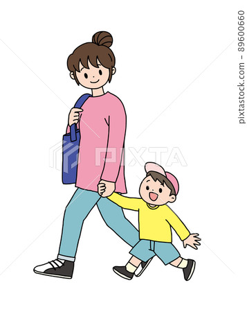 父母和孩子手牽著手走路 89600660