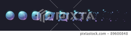 Soap bubble burst effect animated sprite, transparent bubble explosion sequence. Soap or water bubble explode, cartoon animation with ball or balloon burst splash in frame sheet Soap bubble burst effect animated sprite, transparent bubble explosion sequence. Soap or water bubble explode, cartoon animation with ball or balloon burst splash in frame sheet 89600848