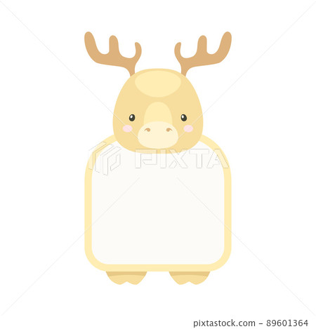 Frame with deer head. Photo album, note book page, notes, memories and stickers decorated with cute wild animal cartoon vector illustration Frame with deer head. Photo album, note book page, notes, memories and stickers decorated with cute wild animal cartoon vector illustration 89601364