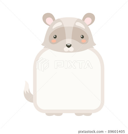 Frame decorated with raccoon head. Photo album, note book page, notes, memories and stickers with lovely baby animal cartoon vector illustration Frame decorated with raccoon head. Photo album, note book page, notes, memories and stickers with lovely baby animal cartoon vector illustration 89601405