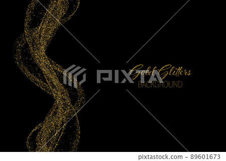 Gold dust on a dark background, gold glitters, design element Gold dust on a dark background, gold glitters, design element 89601673