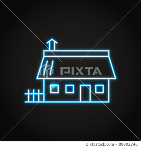 Neon Ukrainian traditional house icon Neon Ukrainian traditional house icon 89602246