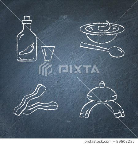 Ukrainian national food chalkboard icon set Ukrainian national food chalkboard icon set 89602253