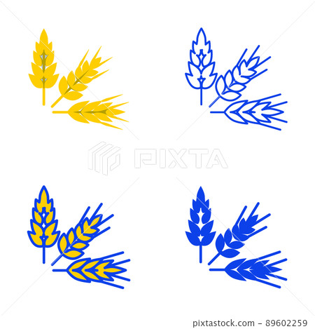Wheat ears icon set in flat and line style Wheat ears icon set in flat and line style 89602259