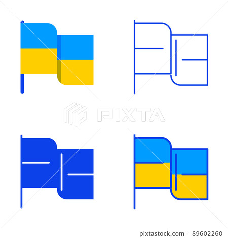 Ukrainian flag icon set in flat and line style 89602260