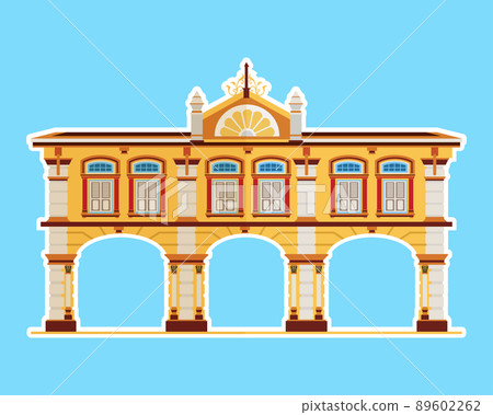 Old town, Chinese home, Sino Portuguese Architecture, vector illustration 89602262
