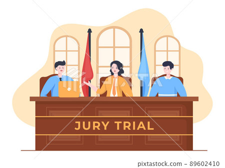 Court Room with Lawyer, Jury Trial, Witness or Judges and the Wooden Judge's Hammer in Flat Cartoon Design Illustration Court Room with Lawyer, Jury Trial, Witness or Judges and the Wooden Judge's Hammer in Flat Cartoon Design Illustration 89602410