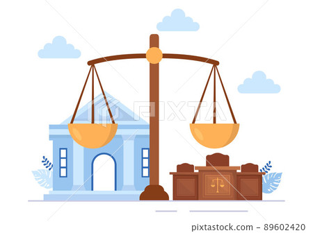Court there is Justice, Decision and Law with Laws, Scales, Buildings, Wooden Judge Hammer in Flat Cartoon Design Illustration Court there is Justice, Decision and Law with Laws, Scales, Buildings, Wooden Judge Hammer in Flat Cartoon Design Illustration 89602420
