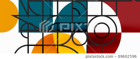 Beautiful abstract background. Circles, triangle shapes, and squares. Minimal geometric template for wallpaper, banner, background or landing Beautiful abstract background. Circles, triangle shapes, and squares. Minimal geometric template for wallpaper, banner, background or landing 89602596