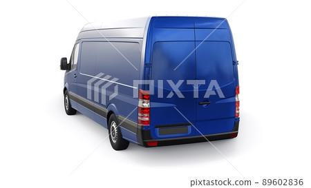 blue mid-size commercial van on a white background. A blank body for applying your design, inscriptions and logos. 3d illustration. blue mid-size commercial van on a white background. A blank body for applying your design, inscriptions and logos. 3d illustration. 89602836