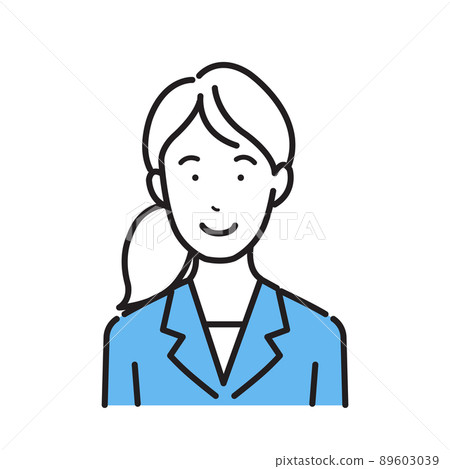 Illustration of a woman's upper body in a suit light blue Illustration of a woman's upper body in a suit light blue 89603039