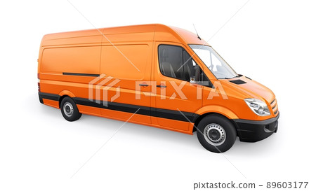 orange mid-size commercial van on a white background. A blank body for applying your design, inscriptions and logos. 3d illustration. orange mid-size commercial van on a white background. A blank body for applying your design, inscriptions and logos. 3d illustration. 89603177