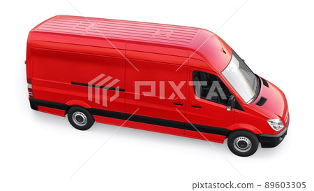 red mid-size commercial van on a white background. A blank body for applying your design, inscriptions and logos. 3d illustration. red mid-size commercial van on a white background. A blank body for applying your design, inscriptions and logos. 3d illustration. 89603305