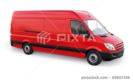 red mid-size commercial van on a white background. A blank body for applying your design, inscriptions and logos. 3d illustration. red mid-size commercial van on a white background. A blank body for applying your design, inscriptions and logos. 3d illustration. 89603306