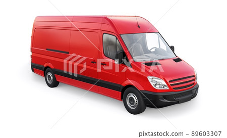 red mid-size commercial van on a white background. A blank body for applying your design, inscriptions and logos. 3d illustration. red mid-size commercial van on a white background. A blank body for applying your design, inscriptions and logos. 3d illustration. 89603307