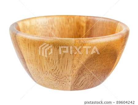 Empty wooden cup isolated on white background, saved clipping path. 89604242