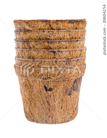 Plant pot, Coconut fiber plant isolated on a white background clipping path. Plant pot, Coconut fiber plant isolated on a white background clipping path. 89604254