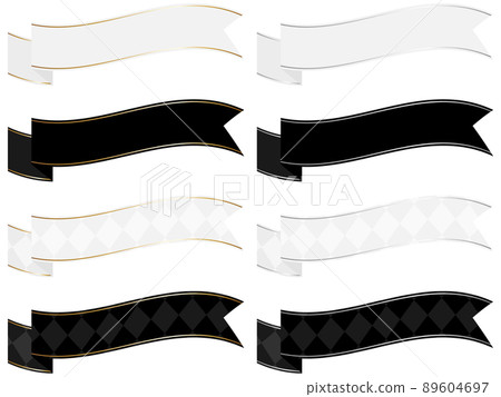 Luxury flag ribbon decoration set black & white 89604697