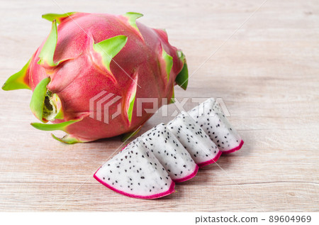 Tropical dragon fruit or pitaya on wooden wooden background 89604969