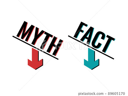 Fact and myth with arrow icon vector set. Fact and myth with arrow icon vector set. 89605170
