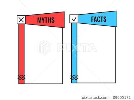 Myth and fact check list megaphone shape vector set. Myth and fact check list megaphone shape vector set. 89605171
