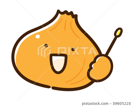 Handwritten style illustration of a cute onion with a pointing stick 89605228