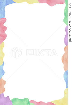 Background material Colorful frame drawn in watercolor 89605338