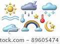 Set of icons for weather forecast. Weather phenomena in icons with 3D effect 89605474
