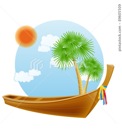 traditional thai wooden boat vector illustration 89605509