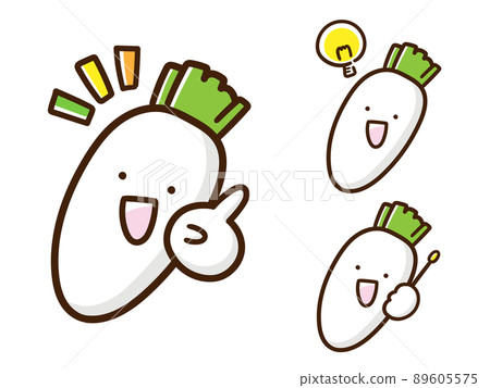 各種表情姿勢的可愛蘿蔔字符的手寫風格插圖集 89605575